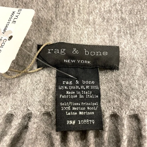 Rag & Bone Merino Wool Scarf Unisex Minimalist Style Super Soft Lightweight - Picture 8 of 11